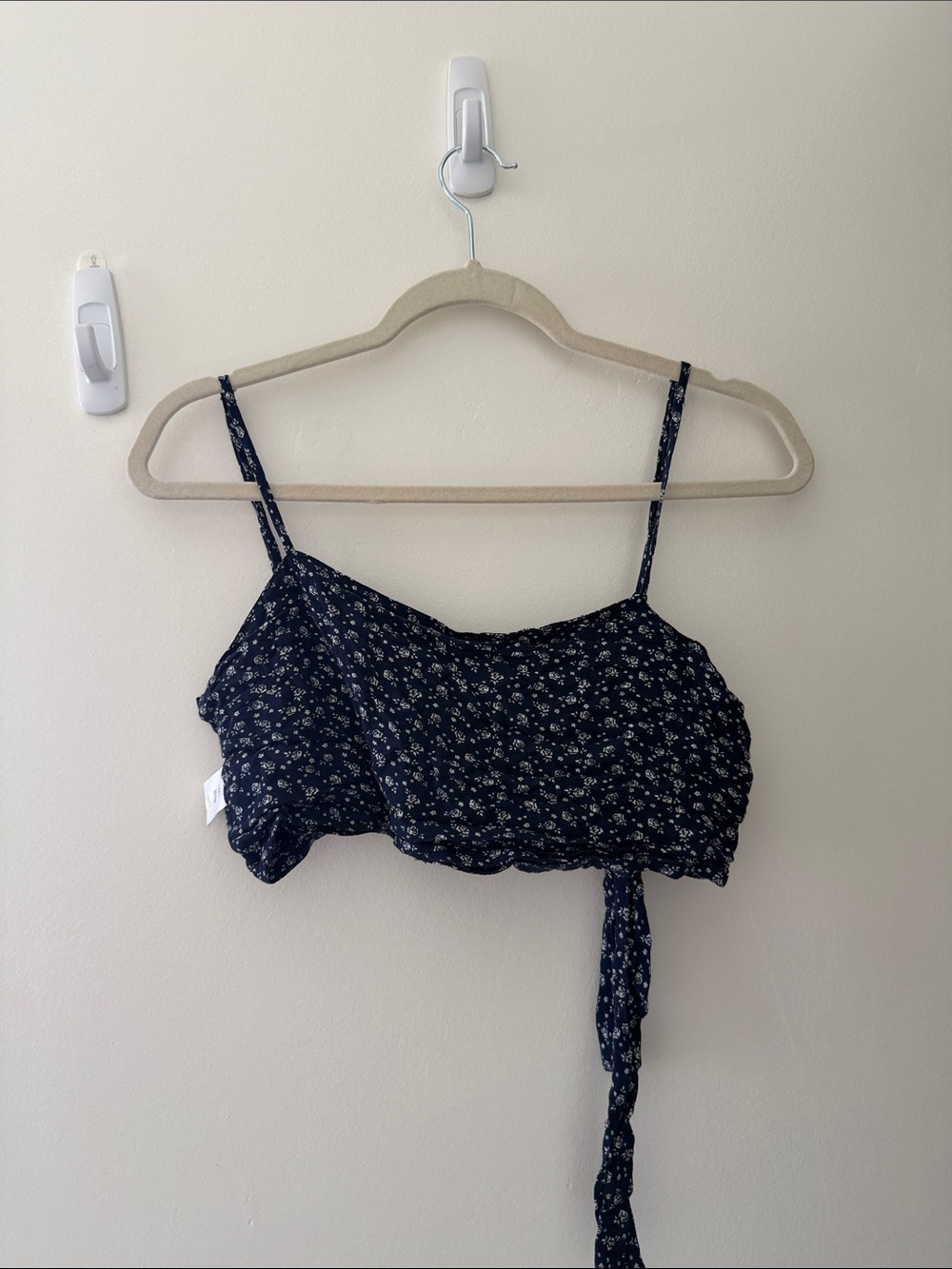 Brandy Melville Navy Floral Tie-Front Camisole